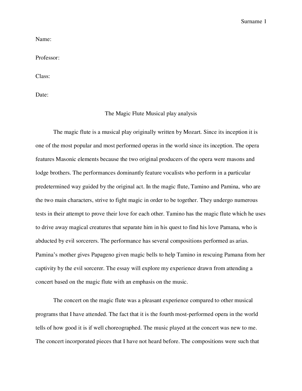 Preview image for The Magic Flute Musical play analysis